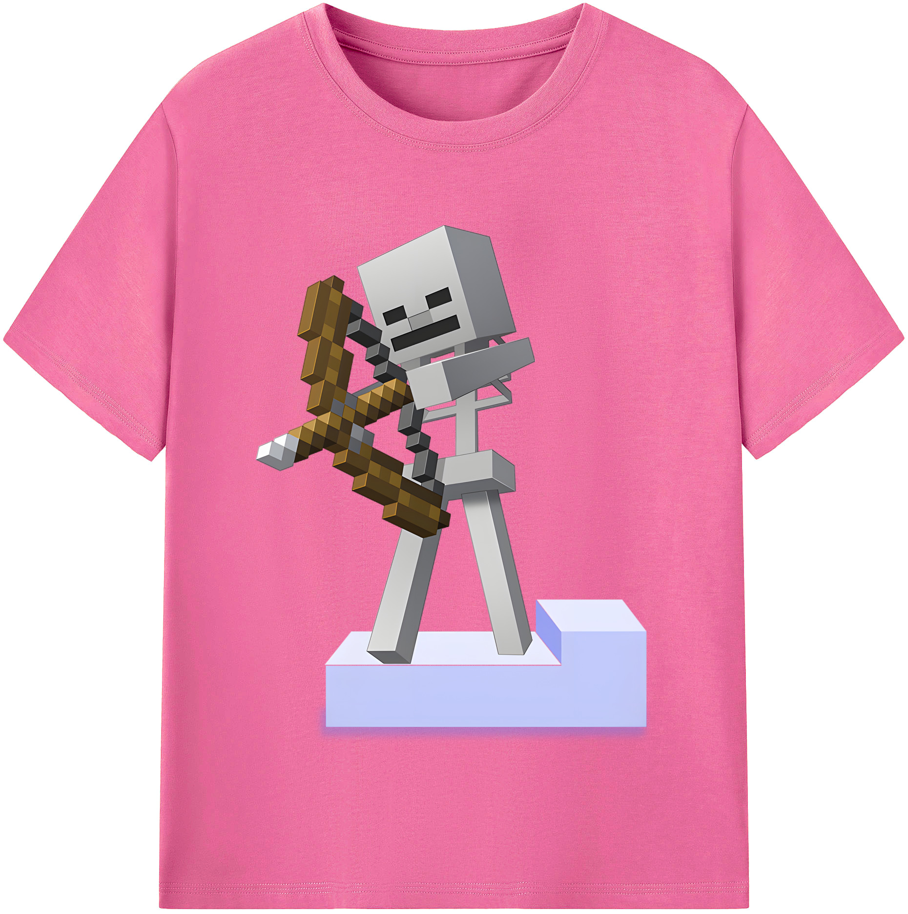 （画像用） マインクラフト ブロックの世界 Minecraft MC Block world レディースカジュアルプリントTシャツ（綿100％）